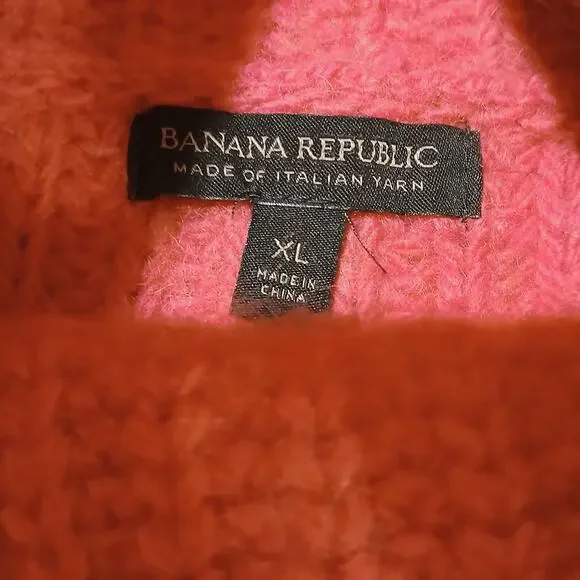 Banana Republic Sweater Womens XL Pink Strawberry Turtleneck Wool Alpaca - Picture 3 of 9